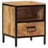 vidaXL Bedside Cabinet Natural wood and black Solid mango wood, iron