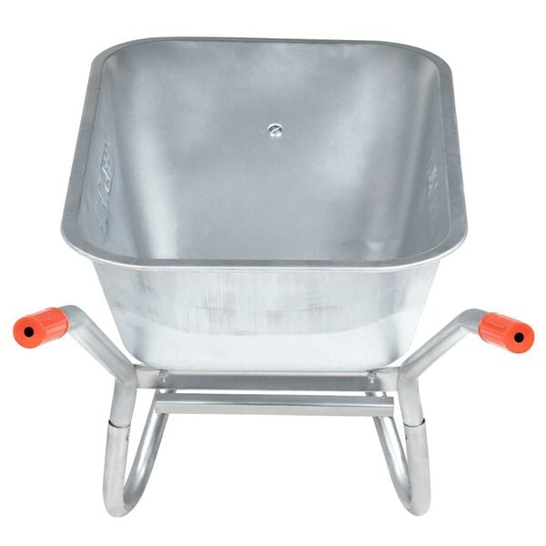 vidaXL Wheelbarrow Silver, Red Galvanized Steel, Plastic Large Durable