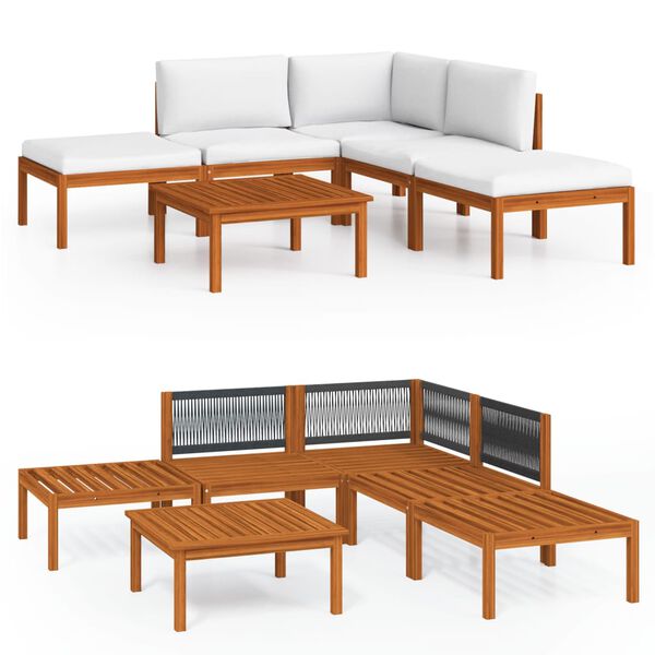 vidaXL Garden Lounge Set Cream and Wood Brown Solid Acacia Wood