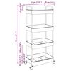 vidaXL Storage Trolley 4-Tier Transparent 14.6x11.0x37.4" Acrylic