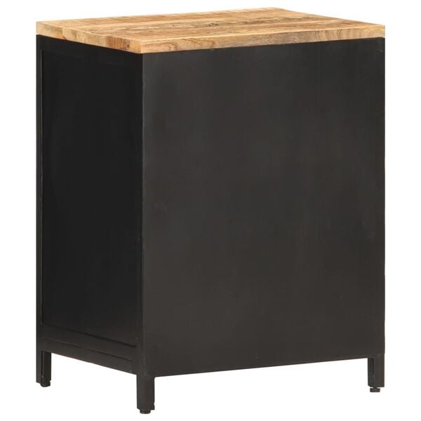 vidaXL Bedside Cabinet Black Solid rough mango wood, powder-coated iron