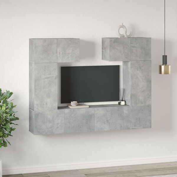 vidaXL 6 Piece TV Stand Set Concrete Gray Engineered Wood