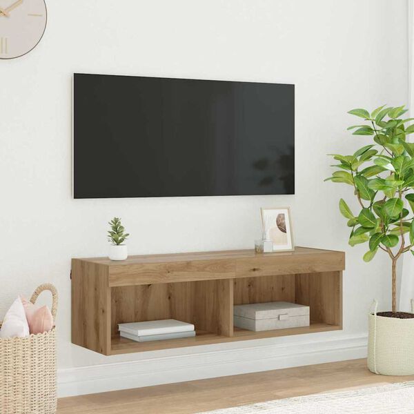 vidaXL TV Wall Cabinet Panama Artisan Oak 39.37 x 11.81 x 11.81 in