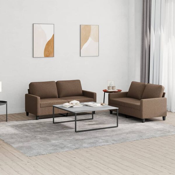 vidaXL Sofa Set Brown Fabric (100% polyester), metal, textilene, plywood