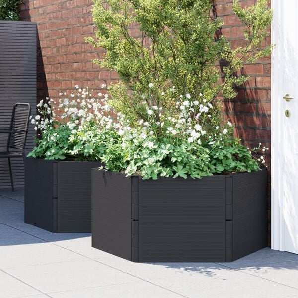 vidaXL Garden Planter Set of 2 Anthracite Polypropylene Large