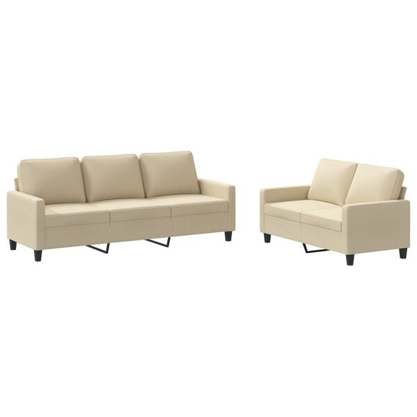 vidaXL Sofa Set Cream Fabric (100% polyester), metal, textilene, plywood