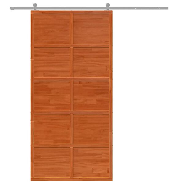 vidaXL Barn Door Wax Brown 39.4x81.9" Solid Wood Pine