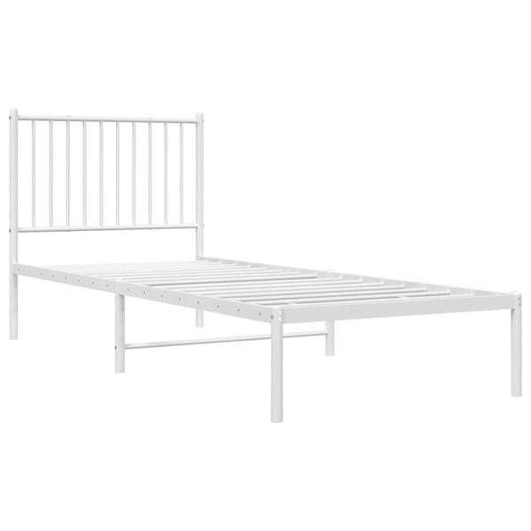 vidaXL Bed Frame White Powder-coated steel 31.5 x 79 in Bed Frame