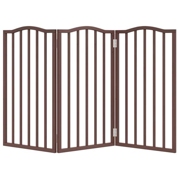 vidaXL Dog Gate Set of 3 Brown Oak Poplar Wood Foldable Dog Gate