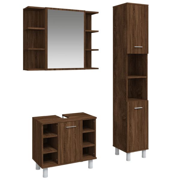 vidaXL Bathroom Cabinet Set Brown Oak Engineered Wood Compact