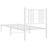 vidaXL Bed Frame White Powder-coated Steel Twin Rectangular Modern
