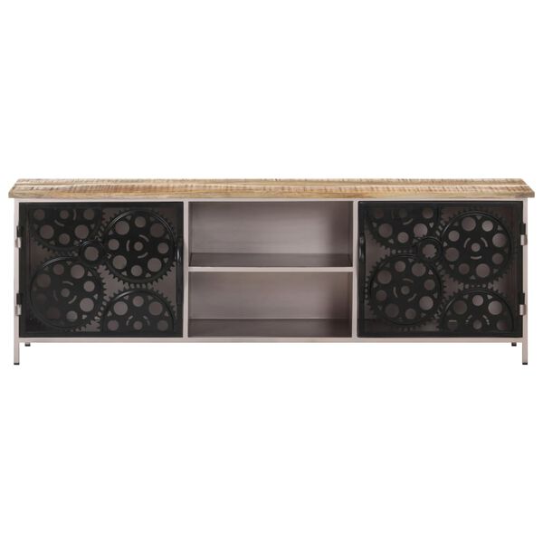 vidaXL TV Cabinet Rough Mango Wood with Iron Accents