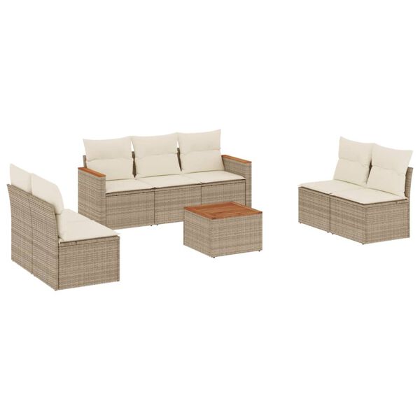 vidaXL Garden Sofa Set Beige Poly Rattan Large Garden Sofa Set