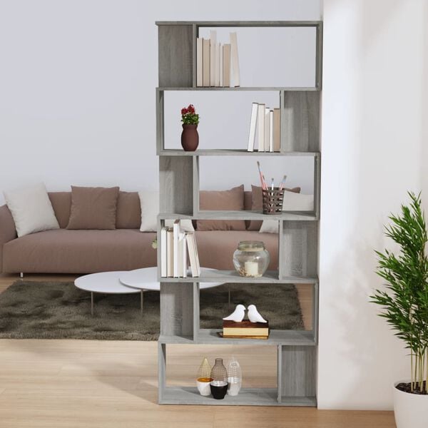 vidaXL Book Cabinet Grey Sonoma Engineered wood 75.6 in Height