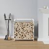 vidaXL Firewood Rack White 23.6x11.0x25.6" Cold-rolled steel