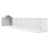 vidaXL Outdoor Dog Kennel Silver Galvanized Steel, Polyethylene Large