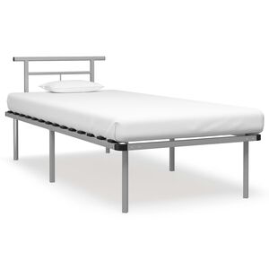 vidaXL Bed Frame Grey Powder-coated metal, plywood 35.4x78.7 in Durable