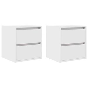 vidaXL Wall-mounted Bedside Cabinet Set of 2 White Engineered wood