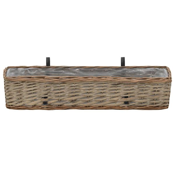 vidaXL Balcony Planter Set of 2 Brown Wicker with PE lining 31.5 in long