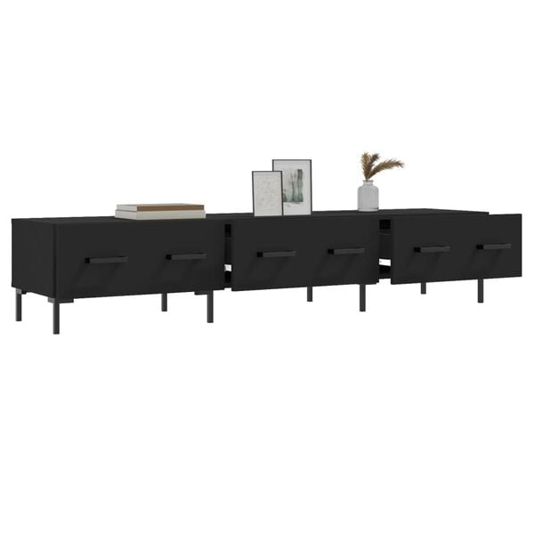 vidaXL TV Cabinet Black Engineered wood, Iron Medium TV Cabinet