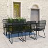 vidaXL Dining Set Black Poly rattan, powder-coated steel, glass