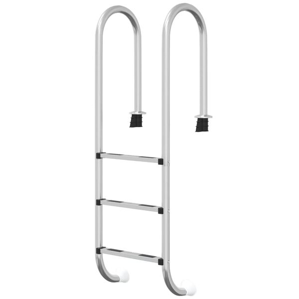 vidaXL Pool Ladder Silver 304 Stainless Steel, Plastic