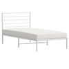 vidaXL Bed Frame White Powder-Coated Steel Small Single Bed Frame