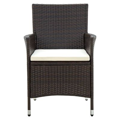 vidaXL Patio Chairs with Cushions 4 pcs Poly Rattan Brown