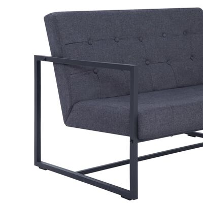 vidaXL 2-Seater Sofa with Armrests Dark Gray Steel and Fabric
