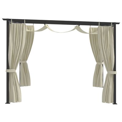 vidaXL Gazebo with Curtains 9.8'x9.8' Cream Steel