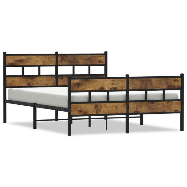 vidaXL Bed Frame Black Iron 55 x 78.7 in Bed Frame Rectangular