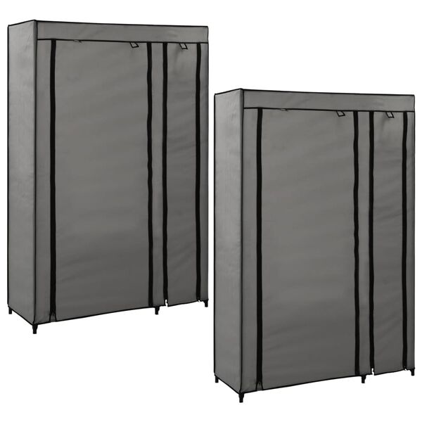 vidaXL Folding Wardrobe Gray Fleece fabric cover and steel frame