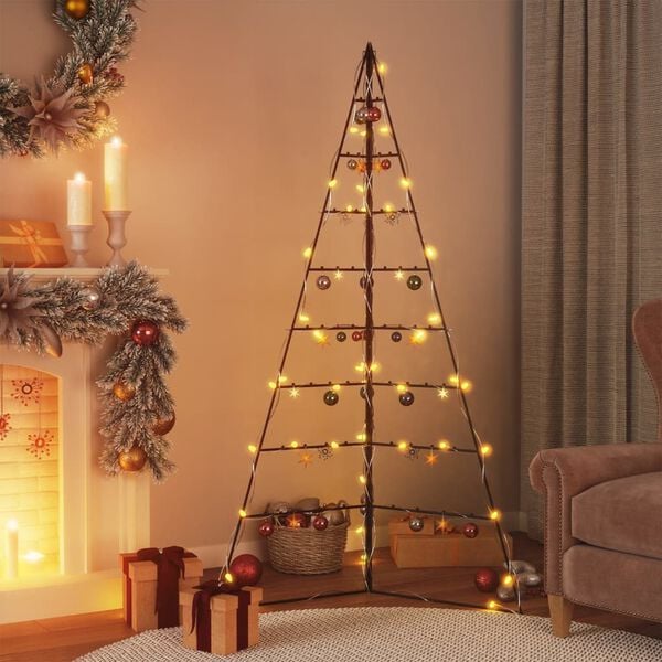 vidaXL Metal Christmas Tree Black Powder-coated steel 70.9 in
