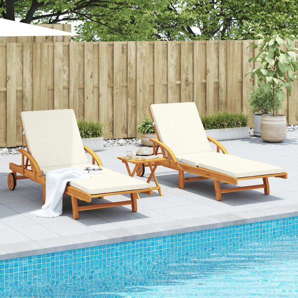 vidaXL Sun Lounger Set of 2 Brown Solid Acacia Wood Medium Foldable