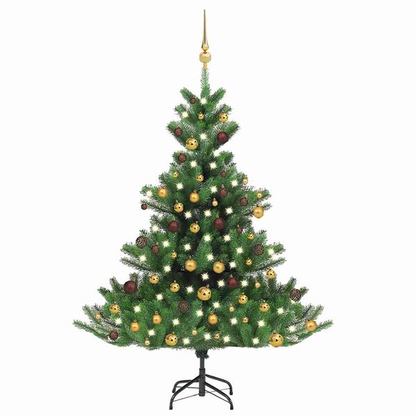 vidaXL Nordmann Fir Artificial Christmas Tree LED&Ball Set Green 47.2"