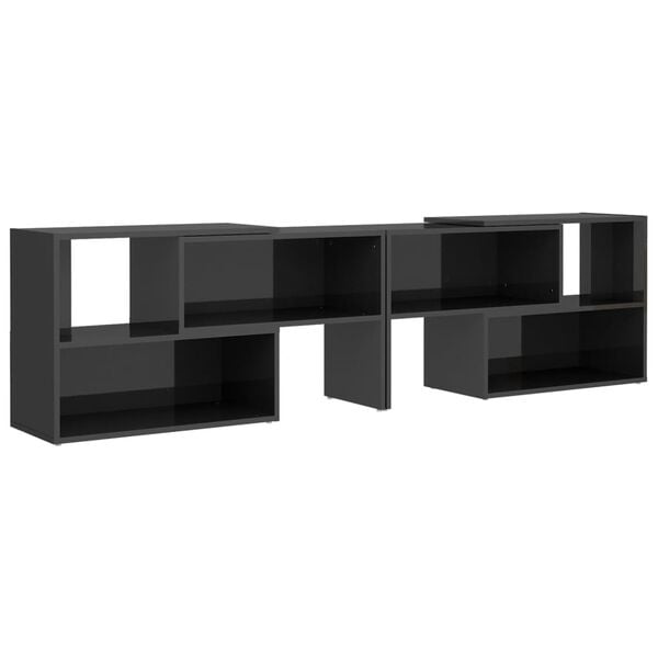 vidaXL TV Unit High Gloss Grey Engineered Wood Medium Extendable