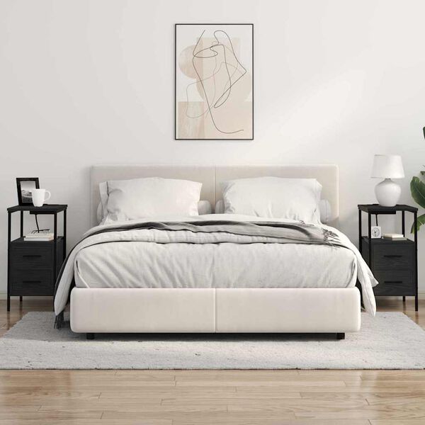 vidaXL Bedside Cabinet 2 pcs Black Oak 11.81 x 18.90 x 24.02 in