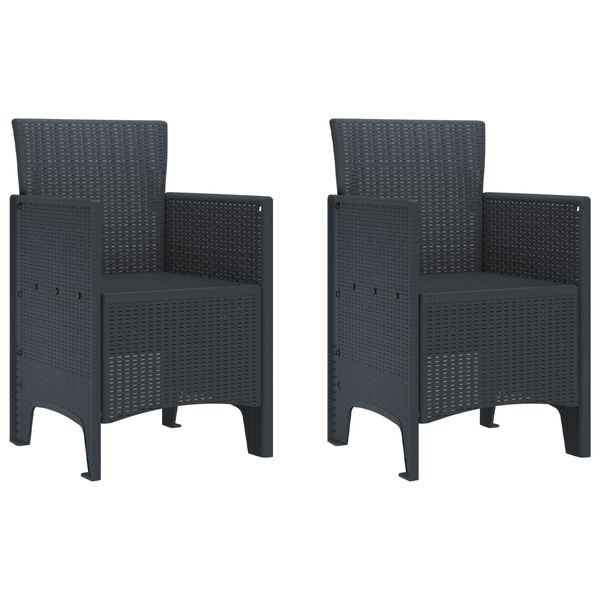 vidaXL Garden Chair 2 pcs Anthracite 53 x 49 x 85 cm PP