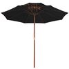 vidaXL Garden Parasol Black Fabric, Laminated bamboo, Hardwood Large