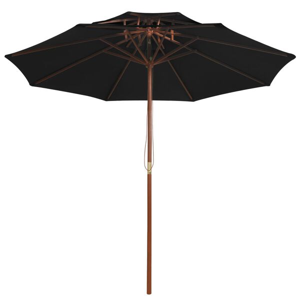 vidaXL Garden Parasol Black Fabric, Laminated bamboo, Hardwood Large