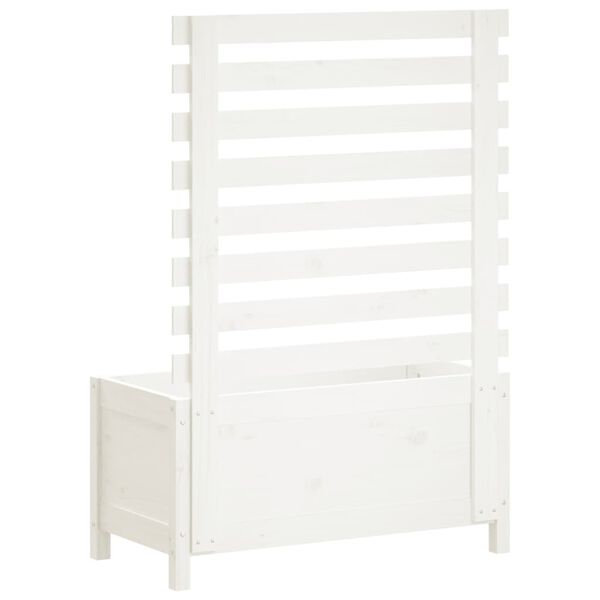 vidaXL Patio Planter with Rack White 31.1x15.6x44.9" Solid Wood Pine