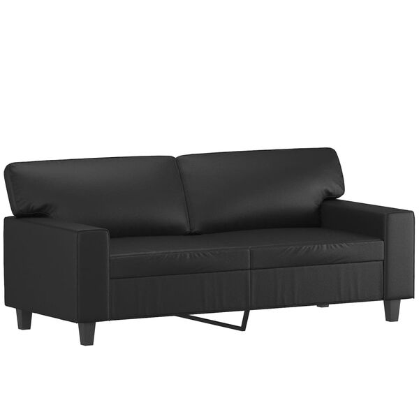 vidaXL Sofa Set Black Faux leather 2-seater Sofa Set Rectangular