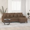 vidaXL 3-Seater Sofa with Footstool Brown 70.9" Fabric