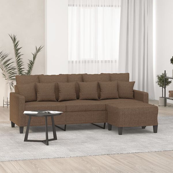 vidaXL 3-Seater Sofa with Footstool Brown 70.9" Fabric