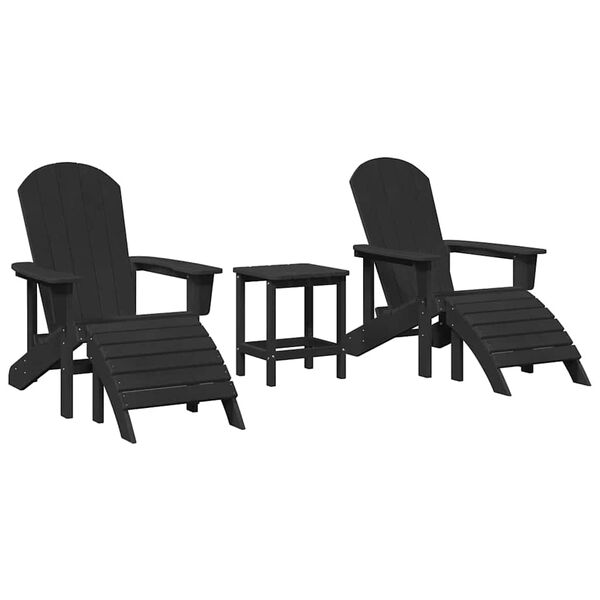 vidaXL Garden Lounge Furniture 3 pcs Black 38 x 38 x 46cm Plastic