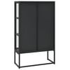 vidaXL Highboard Black Steel, Tempered Glass 31.5x13.8x53.1 in