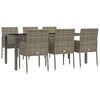 vidaXL Garden Dining Set Gray PE Rattan 7 Piece Set Modular