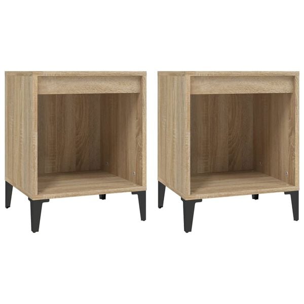 vidaXL Bedside Cabinet Set of 2 Sonoma oak Engineered wood