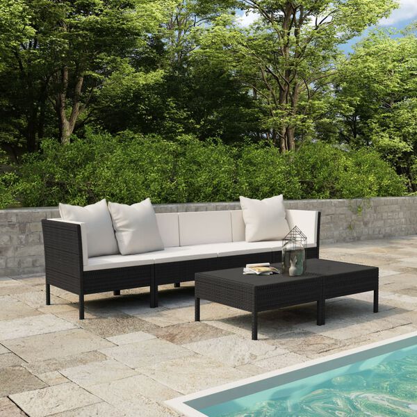 vidaXL Garden Furniture Set Black PE rattan 27.2 in Seats Many