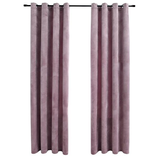 vidaXL Blackout Curtains with Rings 2 pcs Velvet Antique Pink 55.1x88.6"